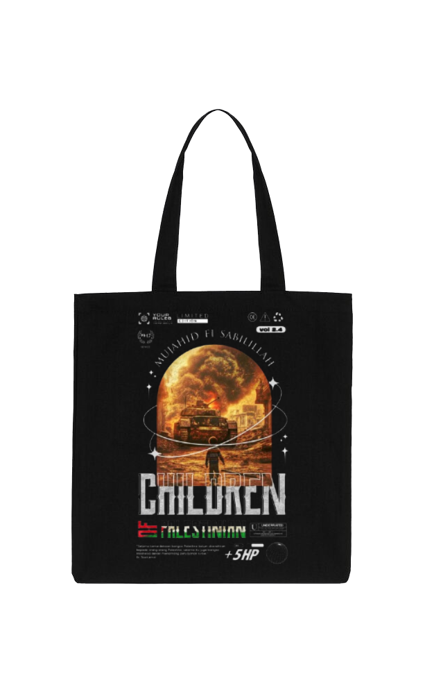 CHILUREN Back text tote bag Black 110