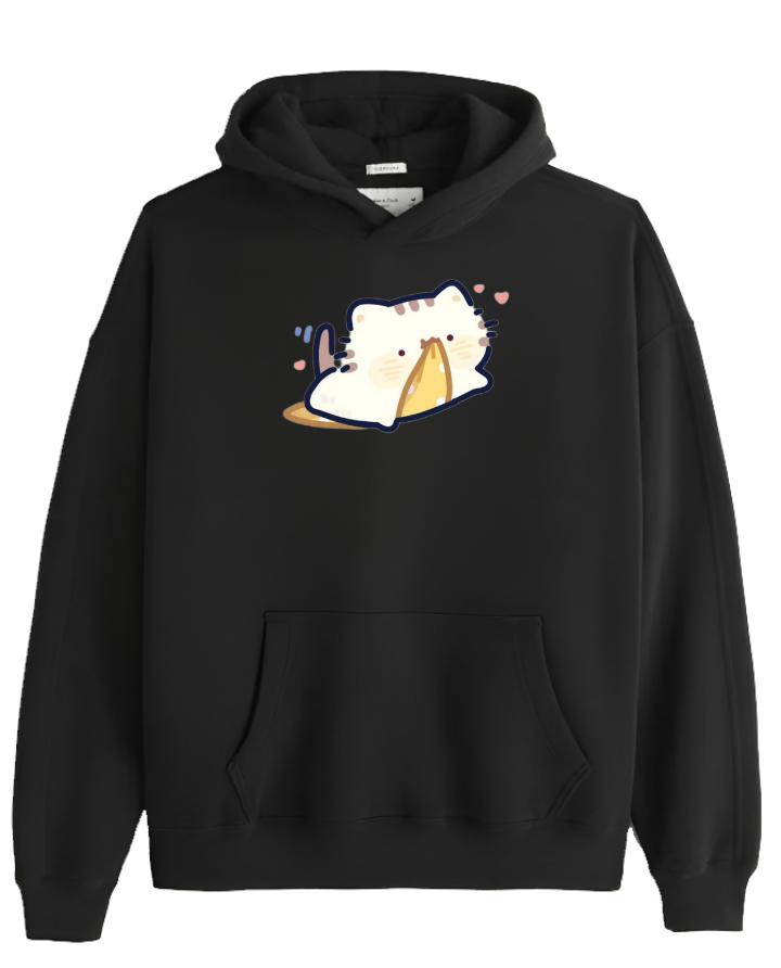 cat Oversize Hoodie Black 113