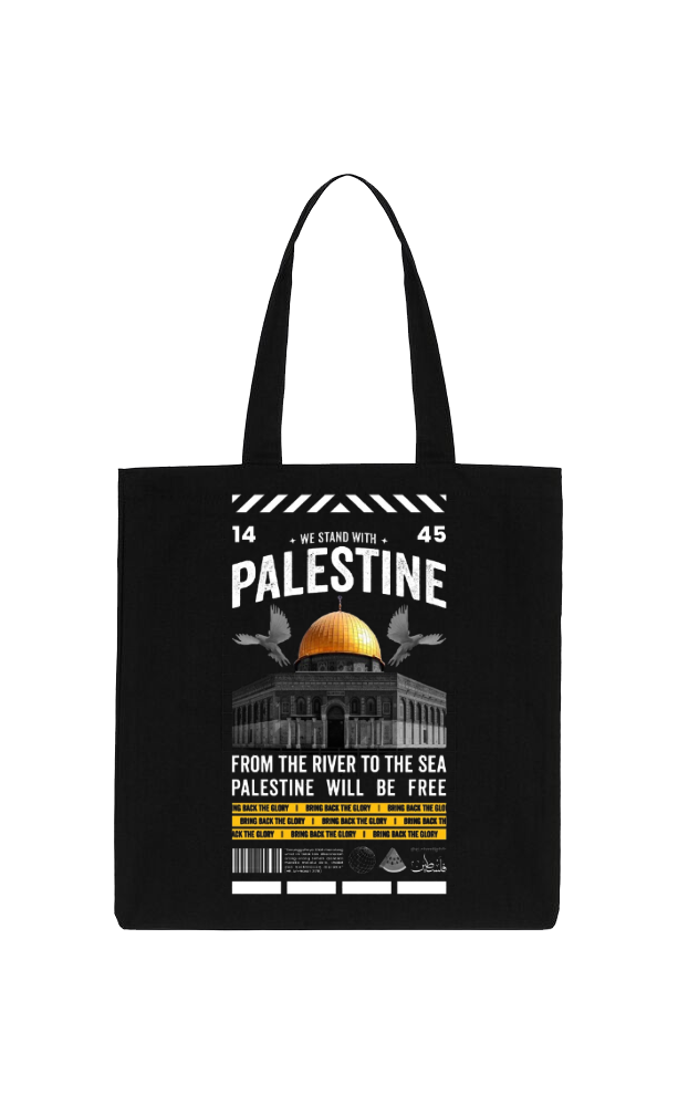 PALESTINE Back text tote bag Black 111