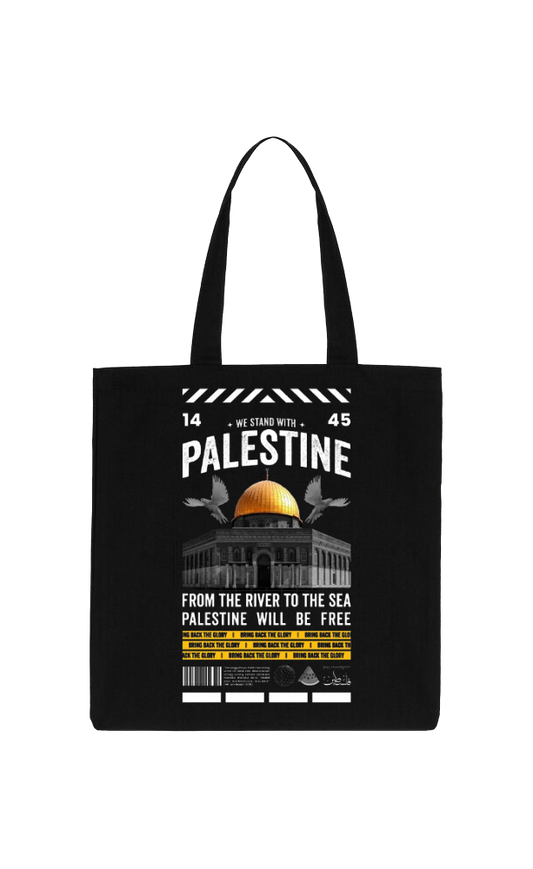 PALESTINE Back text tote bag Black 111
