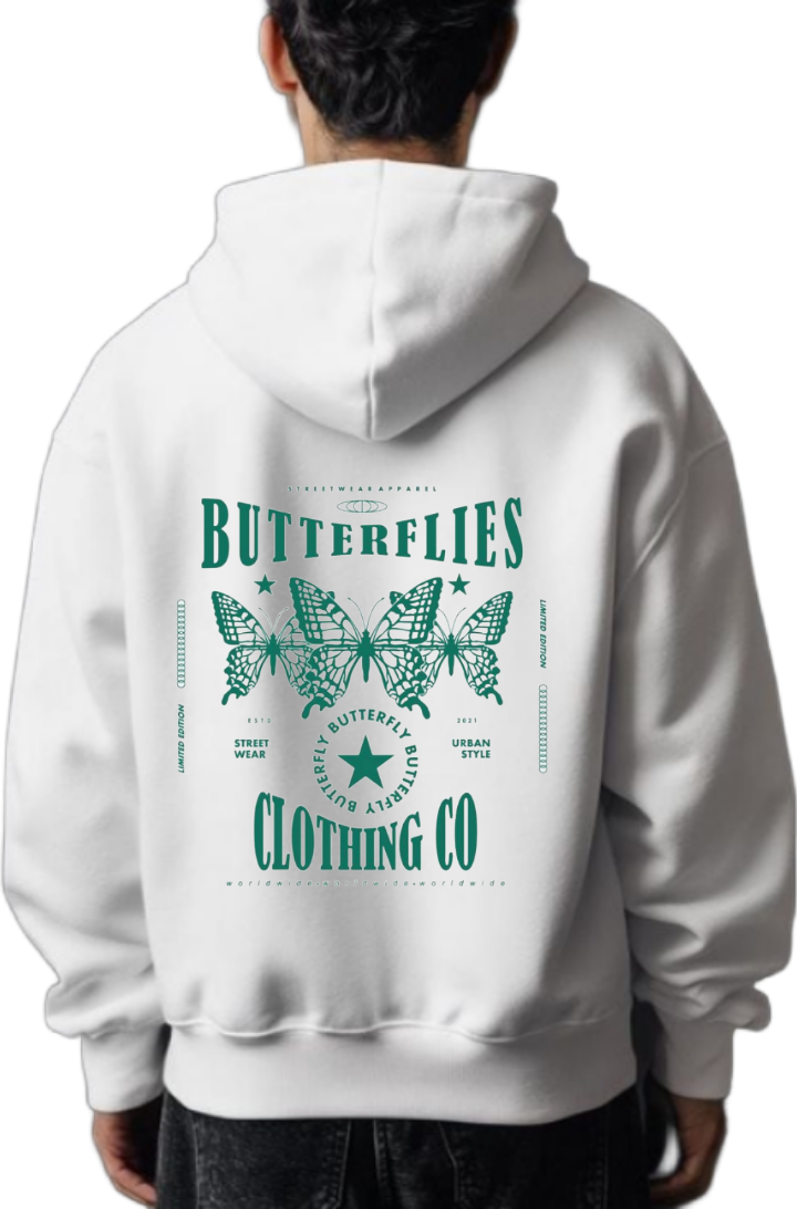 BUTTERFLIES One Size hoodie White Back 115