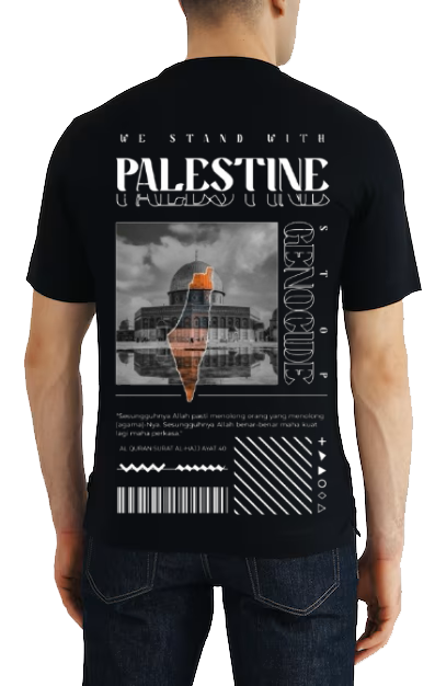 STOP GENOCIDE Back text One Size t- shirt Black Back 110