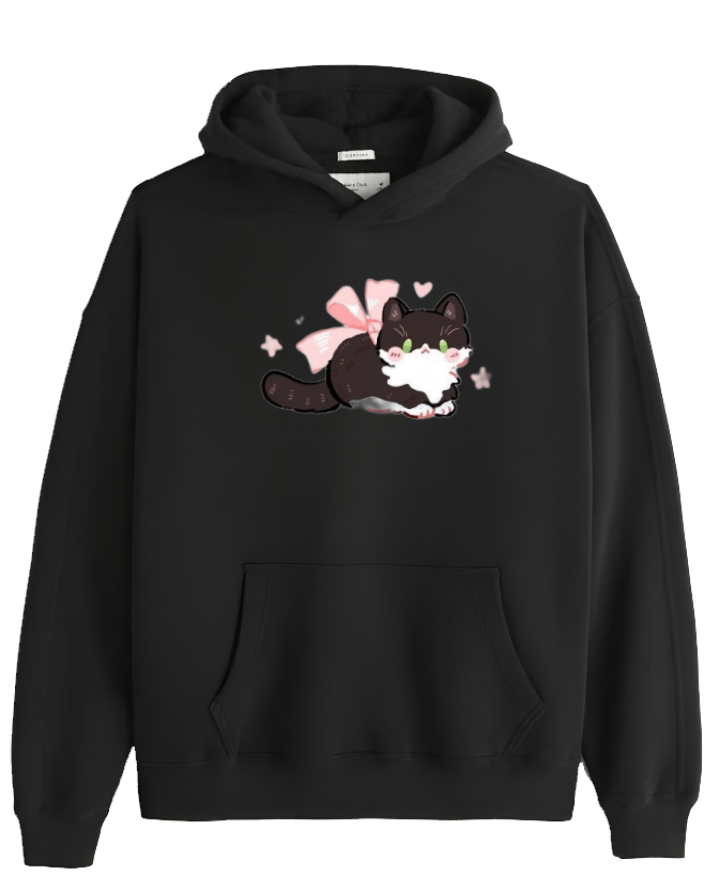cat Oversize Hoodie Black 115
