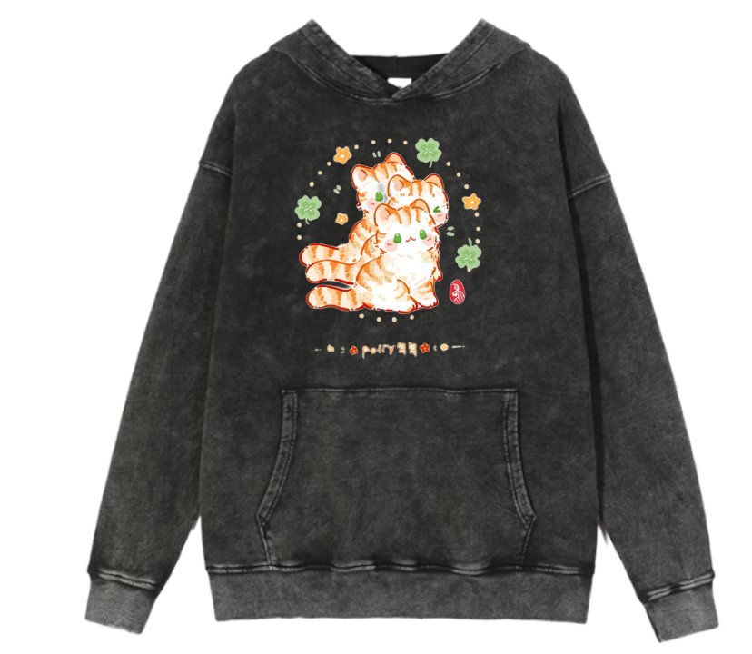 cat Oversize Hoodie Washed 116