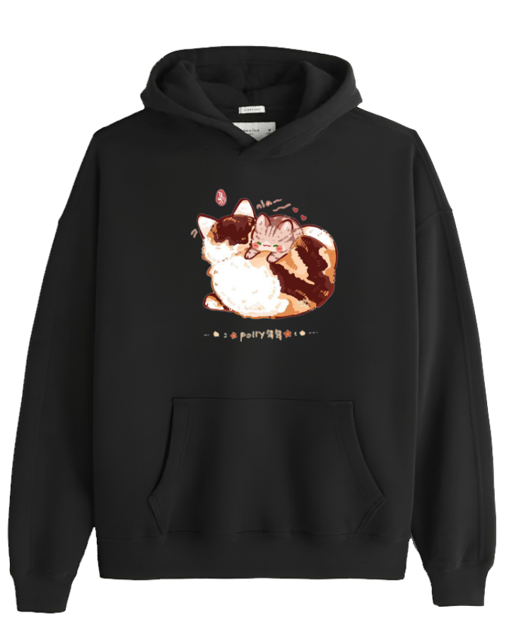 cat Oversize Hoodie Black 116