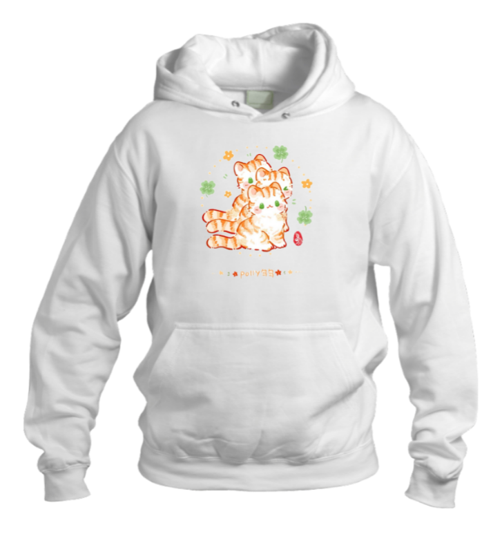 cat Oversize Hoodie White 116