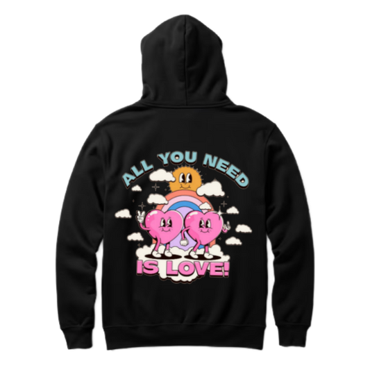 All You Need Is Love One Size hoodie Black Back 116