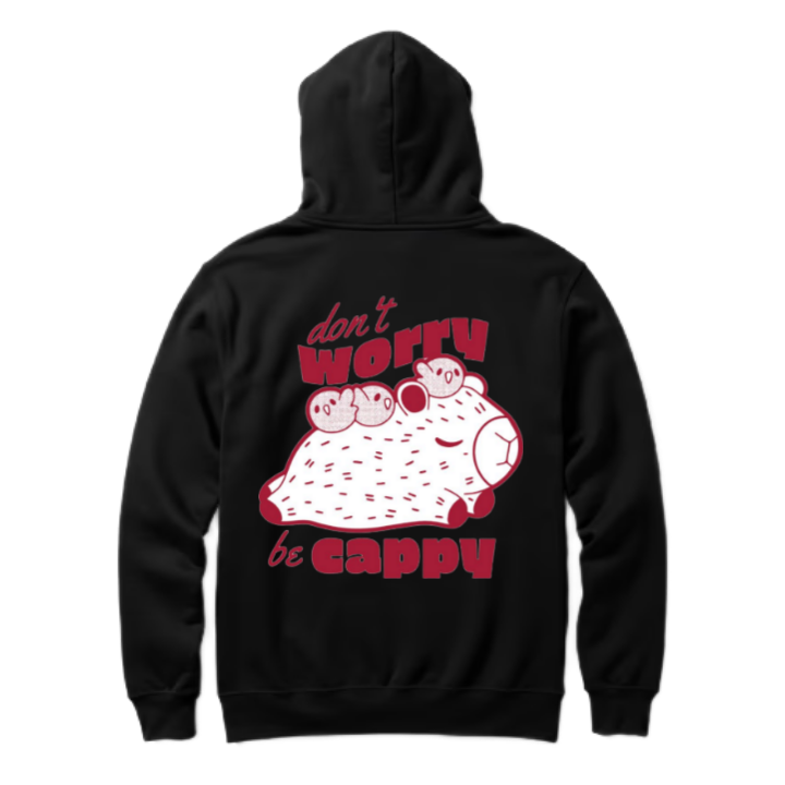 don't worry be cappy One Size hoodie Black Back 117