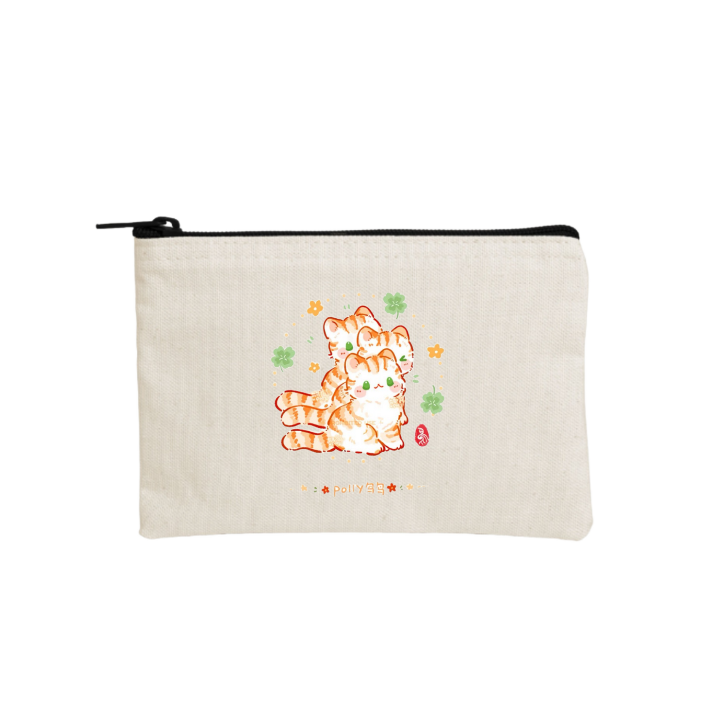 cat wallet pencil case Beige 117