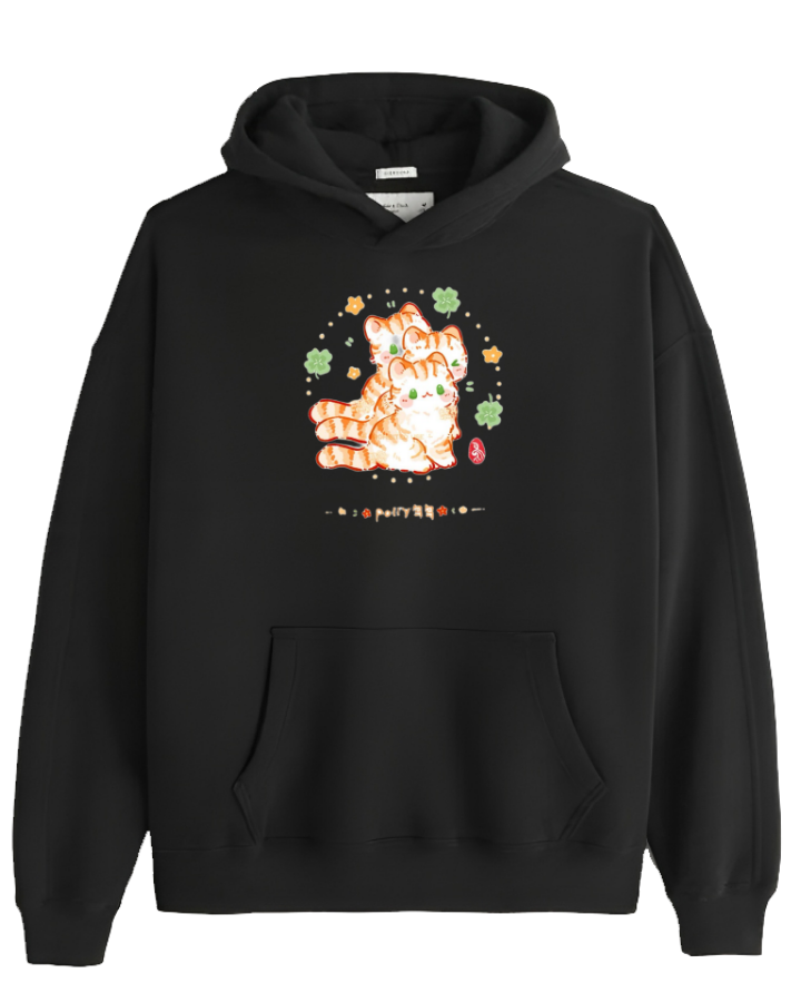cat Oversize Hoodie Black 117