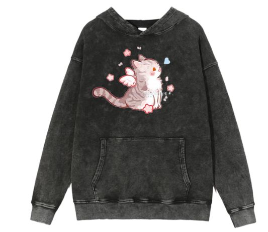 cat Oversize Hoodie Washed 118