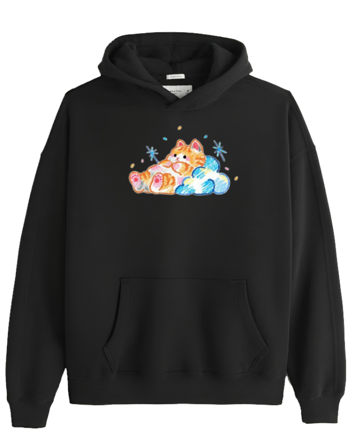 cat Oversize Hoodie Black 118