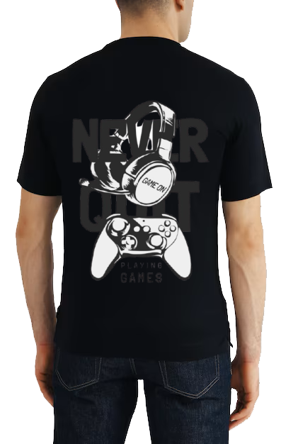 NEVER QUIT Back text One Size t- shirt Black Back 113