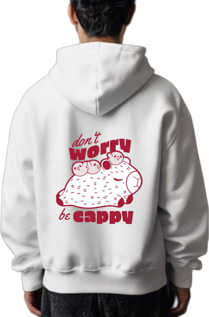 Don't Worry Be Cappy One Size hoodie White Back 118