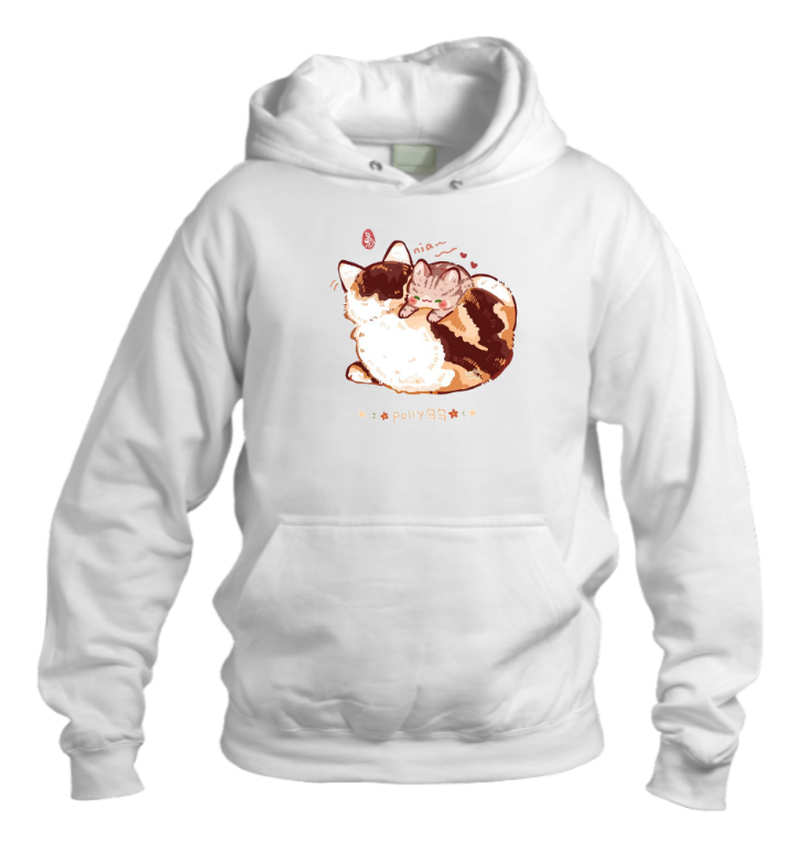 cat Oversize Hoodie White 119