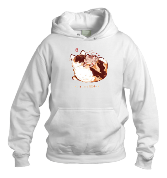 cat Oversize Hoodie White 119