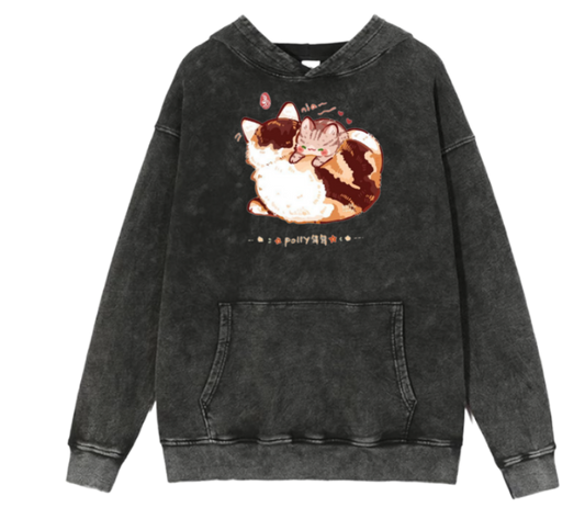 cat Oversize Hoodie Washed 119