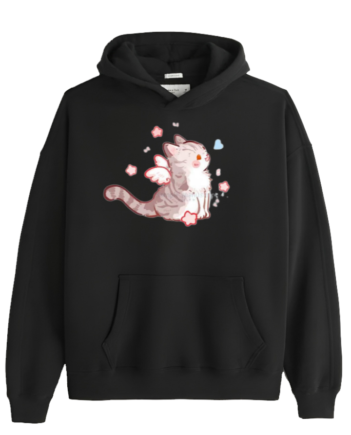 cat Oversize Hoodie Black 119