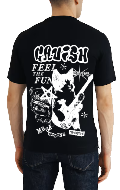 GRAVISH Back text One Size t- shirt Black Back 114