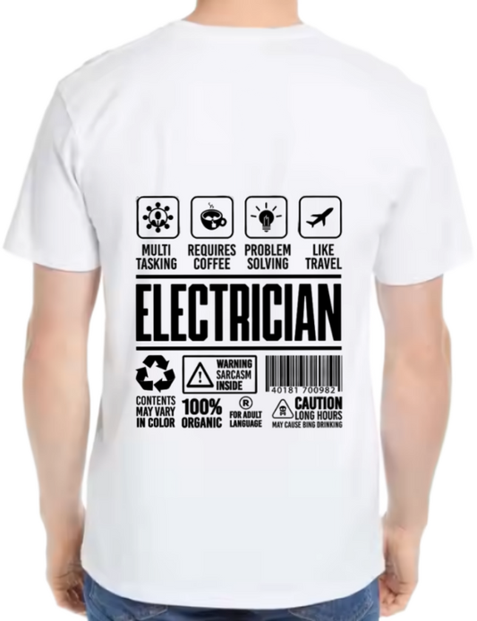 Electrician Back text One Size t- shirt White Back 11
