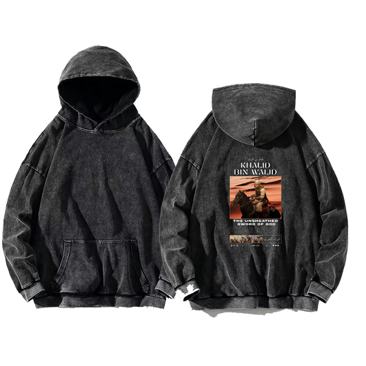 KHALID BIN WALID Back text oversize hoodie Washed back 11