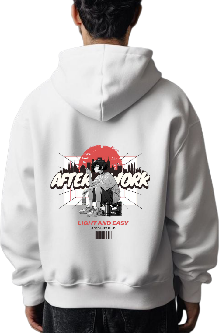Ragus White Over Size hoodie White Back 12