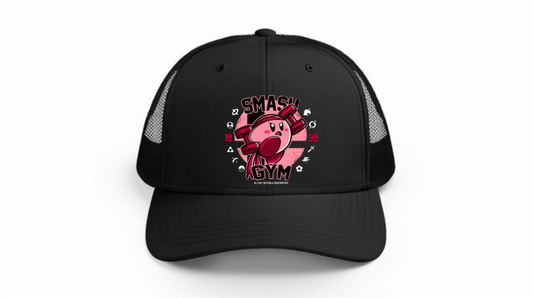 Kawaii Kirby Crown Pink Character Mesh Trucker Hat, Cute Anime Princess/King Black Baseball Cap, Adjustable Snapback for Women and Teens 11