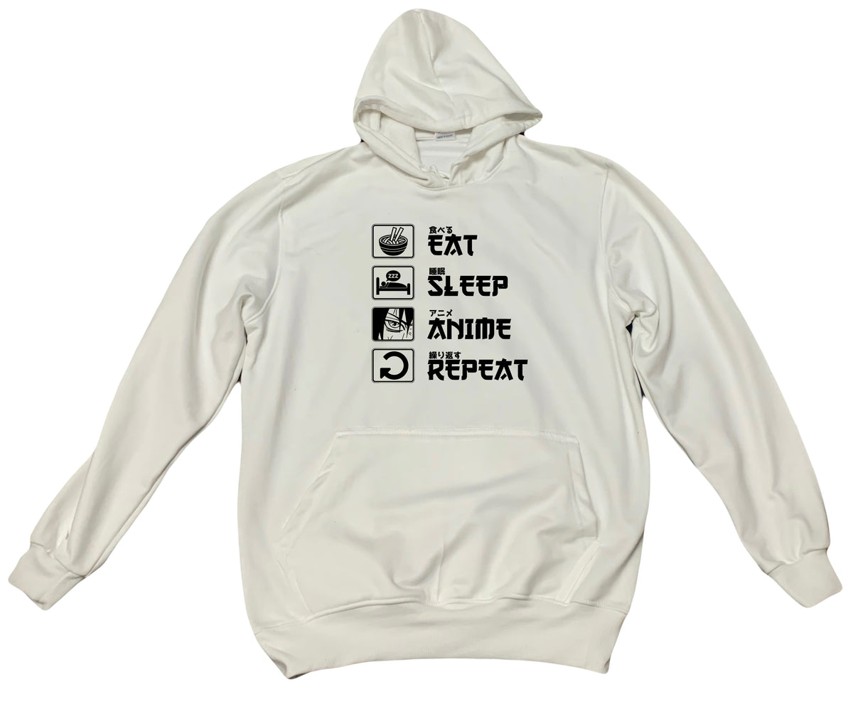 Text png Eat Sleep Anime Repeat Oversize hoodie White  1