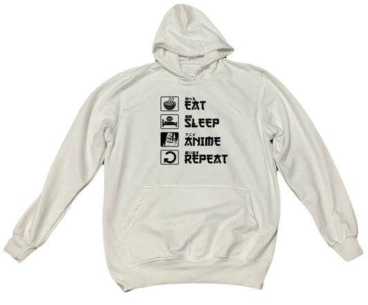 Text png Eat Sleep Anime Repeat Oversize hoodie White  1