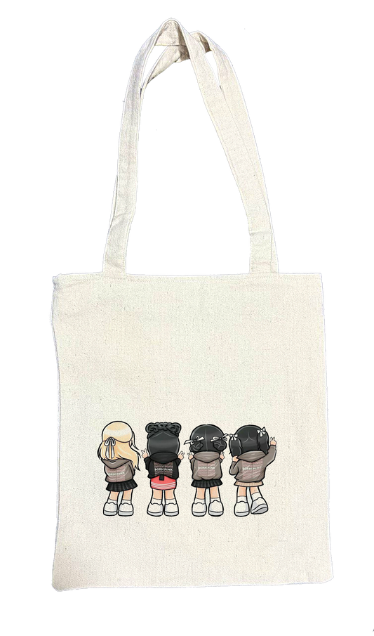 Black pink tote bag beige 10