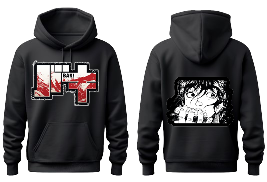Anime baki oversize hoodie Black Back 20