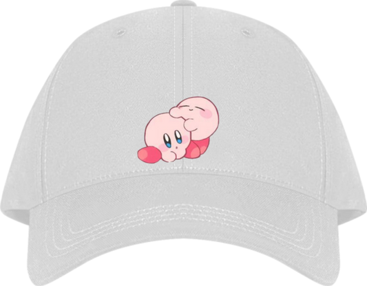 Cute Anime Kirby Baseball Cap, Kawaii Pink Character White Dad Hat, Adjustable Y2K Streetwear Sun Cap for Women and Men 11