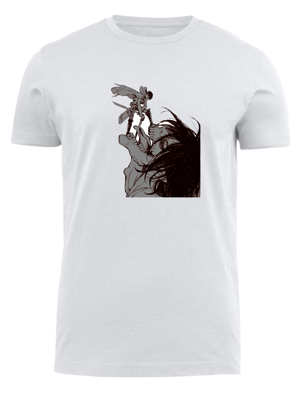 Anime Attack on titan shingeki no kyojin eren levi mikasa  Aot white fit t- shirt 11