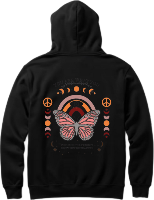 butterflies Oversize Hoodie Black Back 11