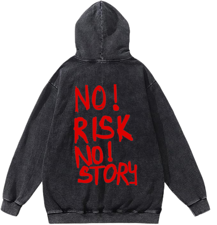 NO! RISK No! STORY Over Size hoodie Washed Back 11