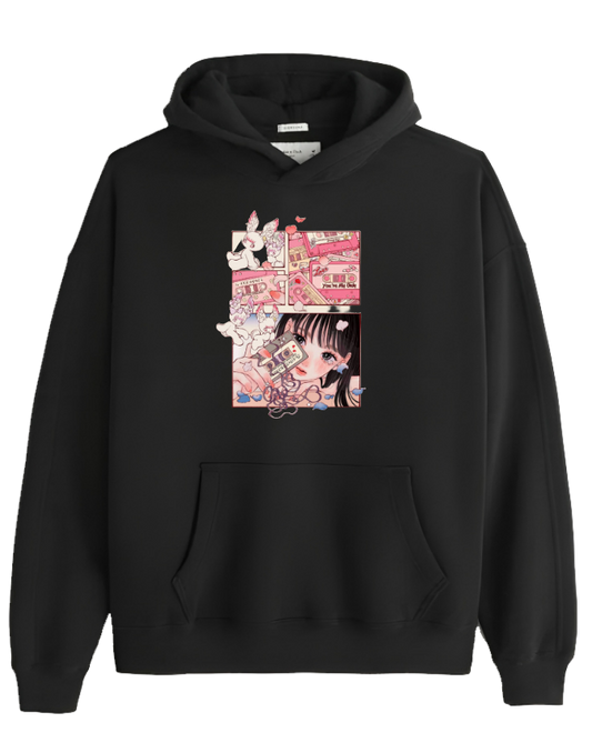 RANDOM ANIME GIRL Oversize  Hoodie Black 11