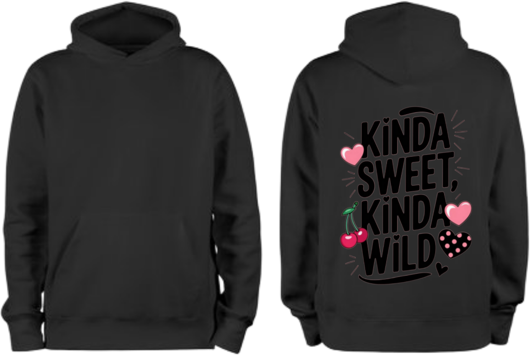 KINDA SWEET, KINDA WILD One Size hoodie Black Back 11