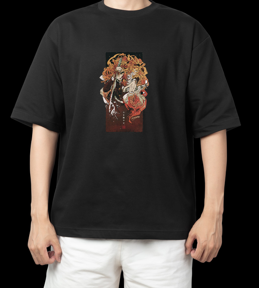 Anime Demon slayer nezuko tanjiro t- shirt Oversize Black 11