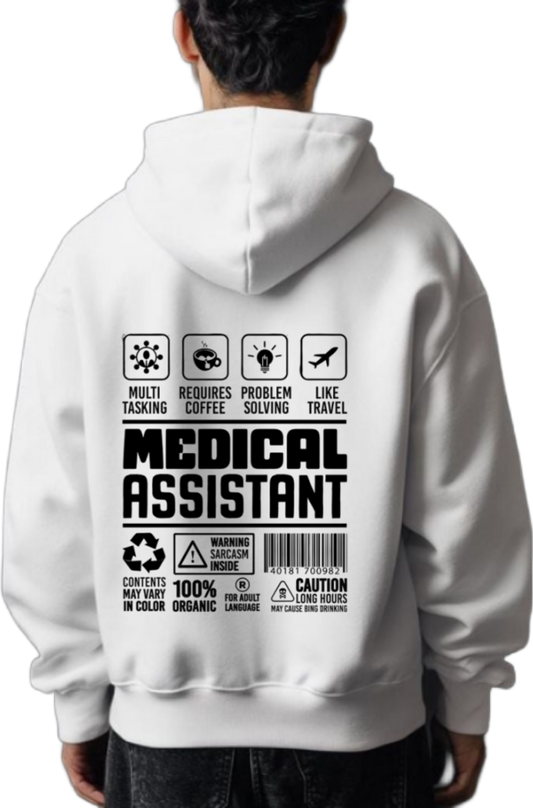 MEDICAL ASSISTANT Back text oversize hoodie White back 11