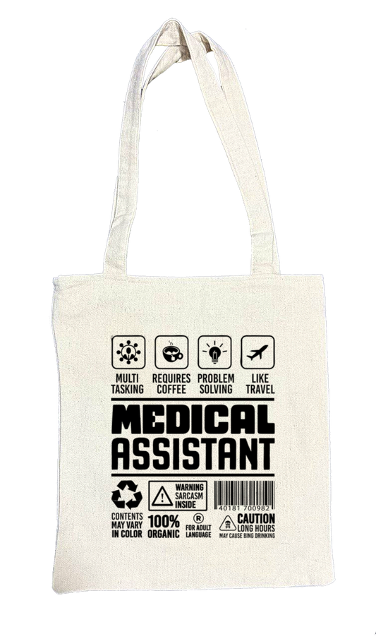 MEDICAL ASSISTANT Back text tote bag beige 11