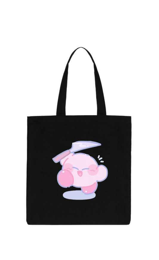 Kawaii Cute Kirby Black Canvas Tote Bag, Aesthetic Anime Character Reusable Shopping Bag, Large Grocery Bag, Book Tote for Women and Girls 11