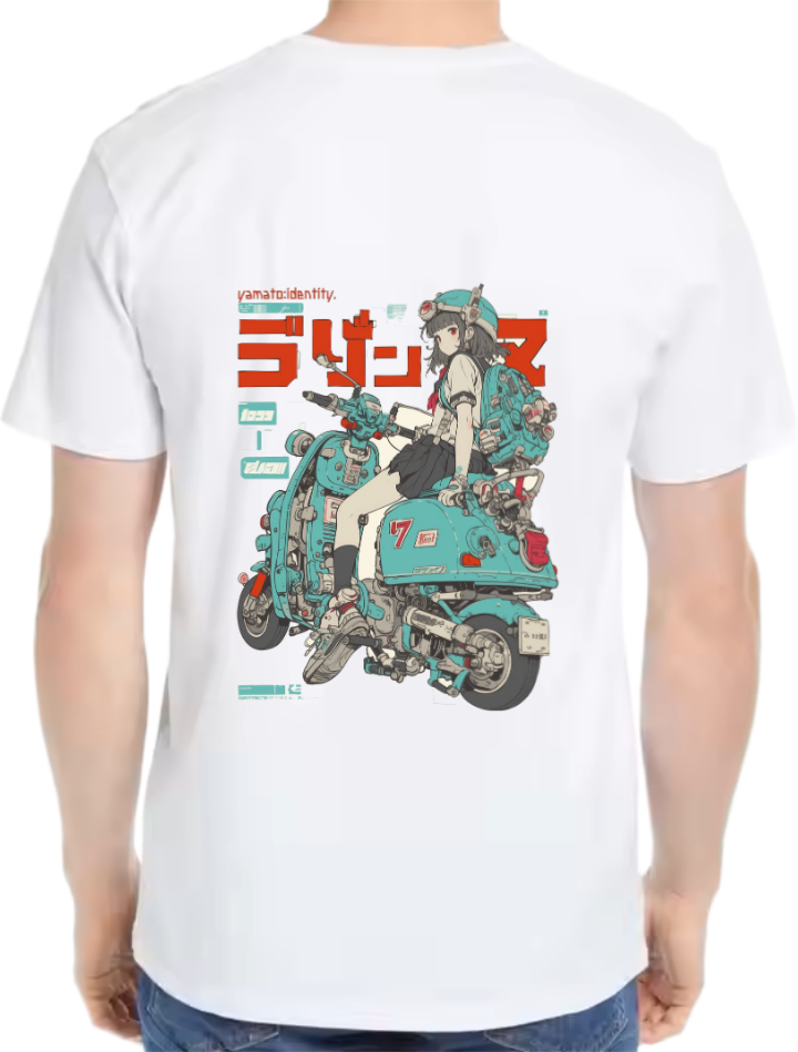 Original Character t- shirt Over Size White Back 11