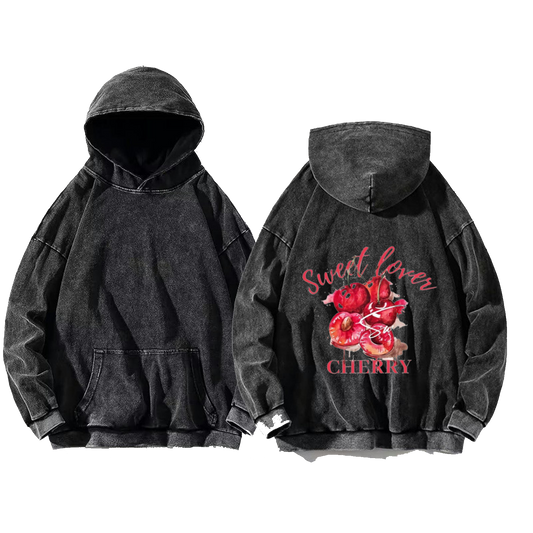 Sweet lover CHERRY One Size hoodie Washed Back 11