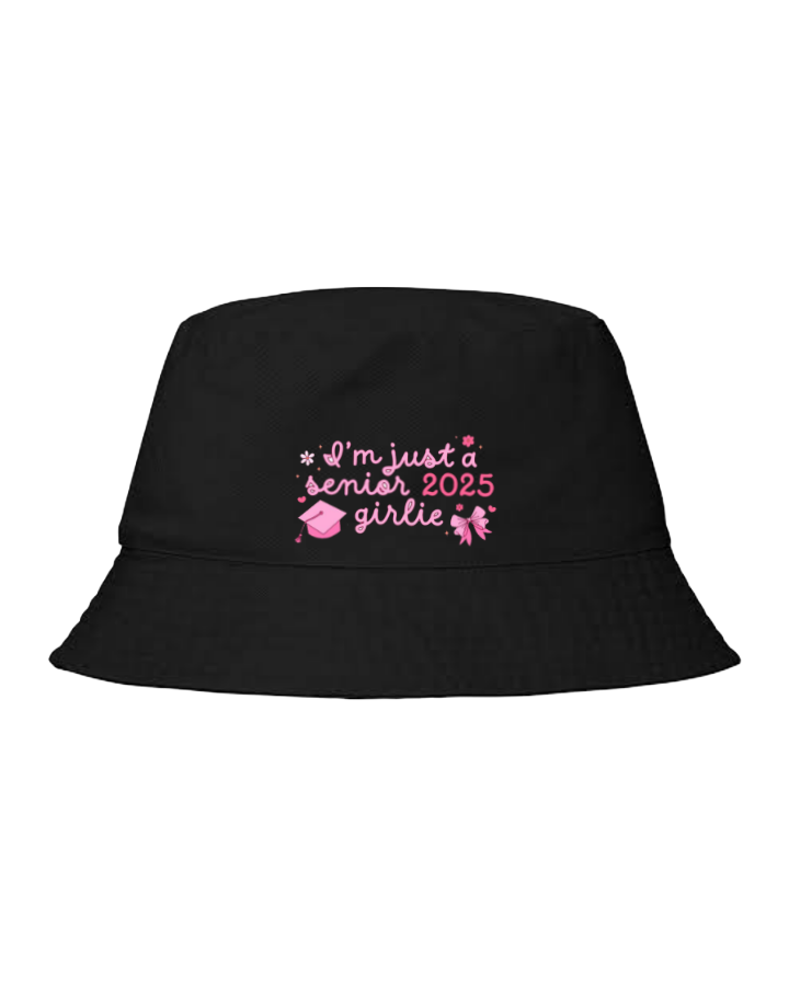 Bucket hat Fishman hat cap Black “I’m just a senior 2025 girlie 11