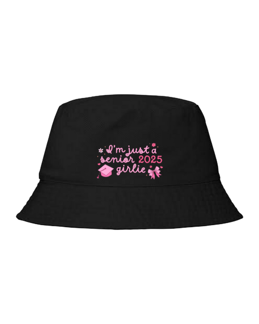Bucket hat Fishman hat cap Black “I’m just a senior 2025 girlie 11