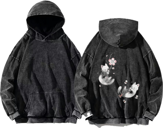 Cherry blossoms One Size hoodie Washed Back 11