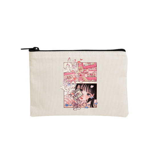 RANDOM ANIME GIRL wallet pencil case Beige 18