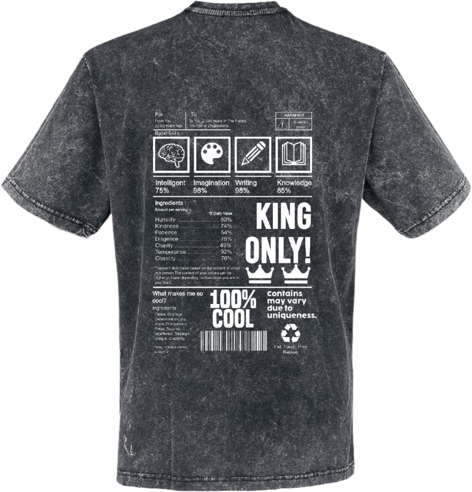 KING ONLY Back text One Size t- shirt Washed Back 91