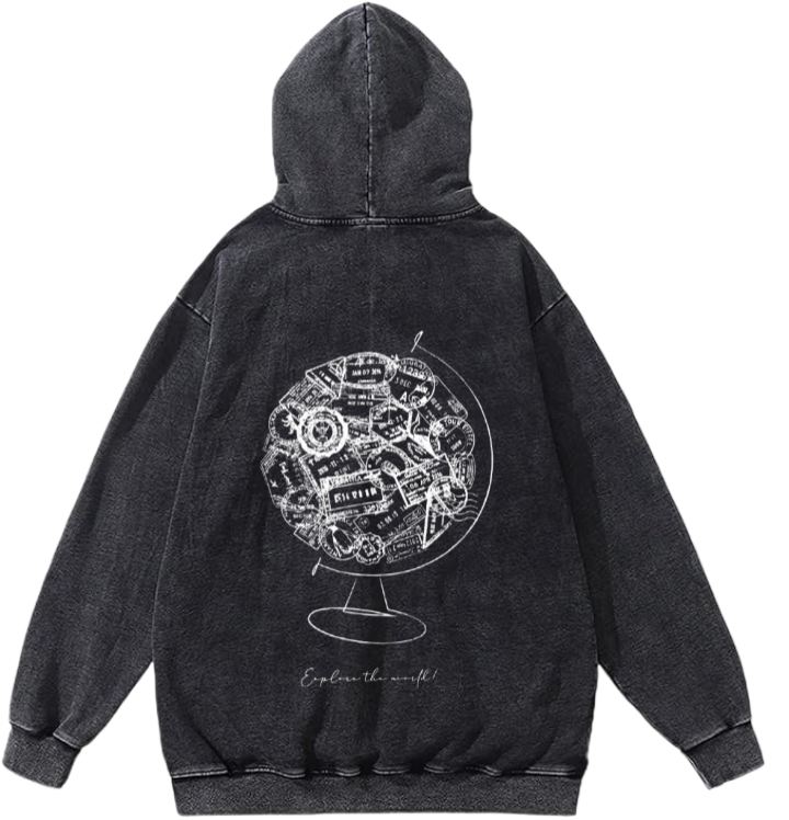 travel travellar Oversize Hoodie Washed gray Back 10