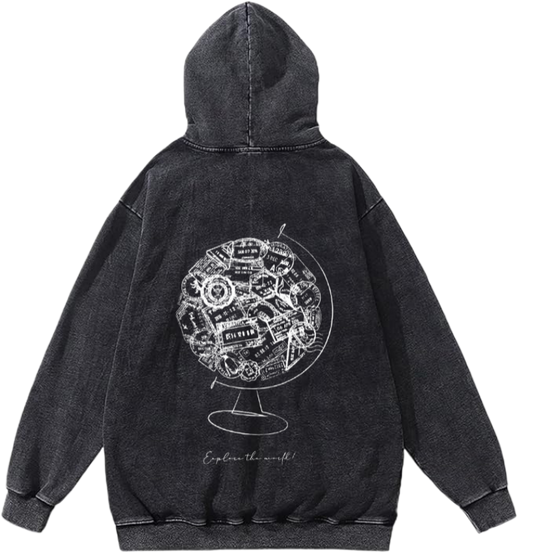 travel travellar Oversize Hoodie Washed gray Back 10